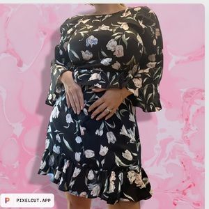 Avec les filles silky floral cocktail dress